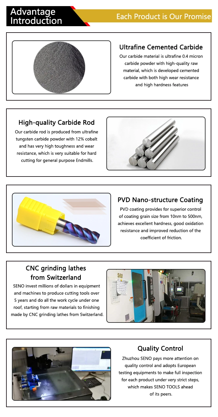 Solid Carbide New Design Face 4 Flutes Flat End Mill for Stainless Steel