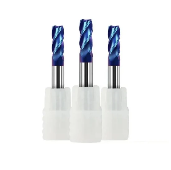 Preço de fábrica Fresa de topo de metal duro CNC com 4 flautas Azul Nano Revestido